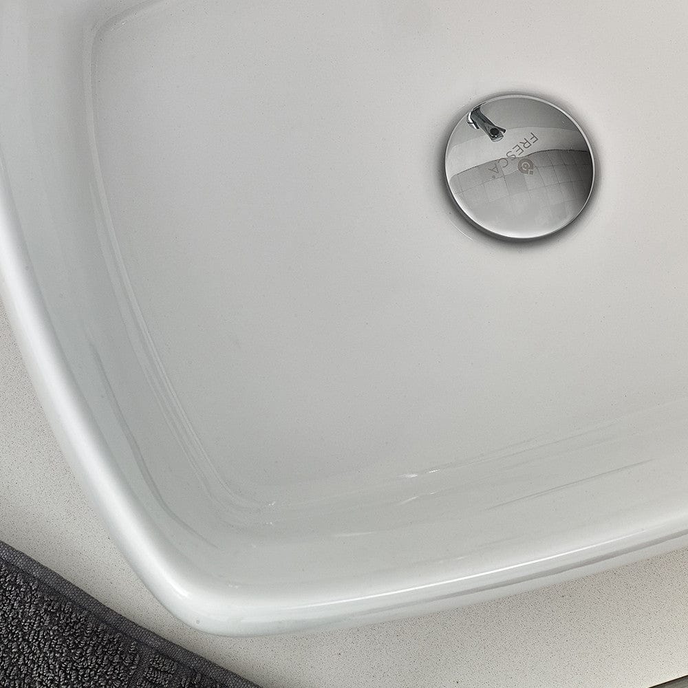 Fresca Lucera 36 White Wall Hung Vessel Sink Bathroom Vanity w/ Medicine Cabinet - Right Version
