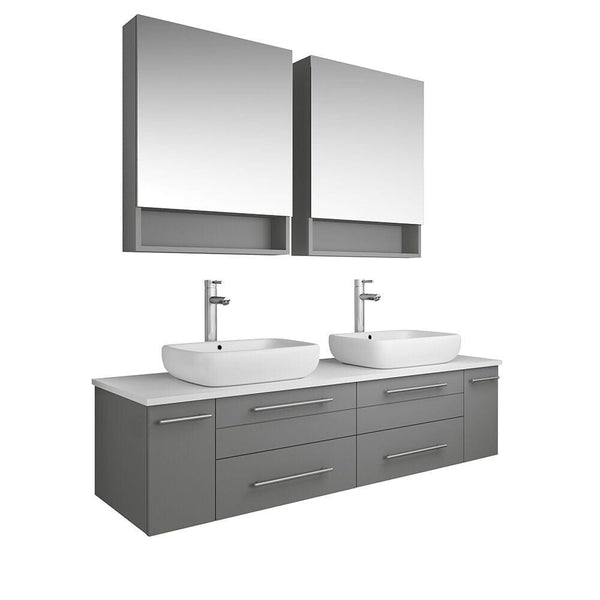 Gray Double Sink Bathroom Vanity