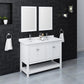 Fresca Manchester 48 White Traditional Double Sink Bathroom Vanity w/ Mirrors