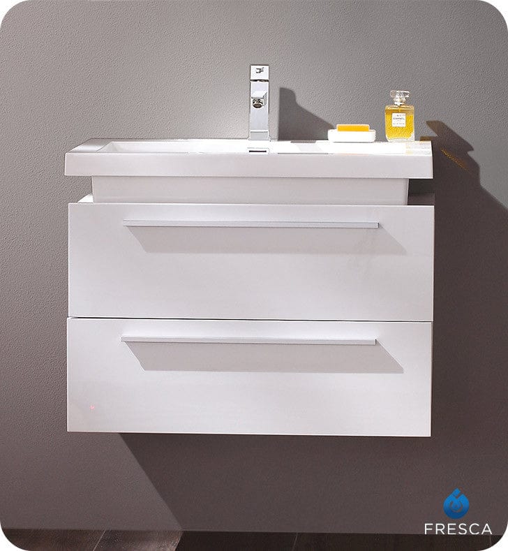 Fresca Medio 32 White Modern Bathroom Cabinet w/ Vessel Sink