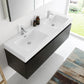 Fresca Mezzo 60 Black Wall Hung Double Sink Modern Bathroom Vanity w/ Medicine Cabinet