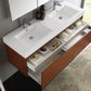 Fresca Mezzo 60 Teak Wall Hung Double Sink Modern Bathroom Vanity w/ Medicine Cabinet