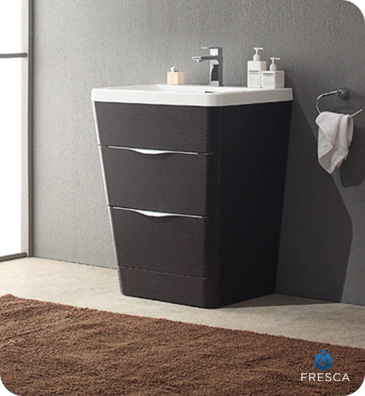 Fresca Milano 26 Chestnut Modern Bathroom Cabinet w/ Integrated Sink