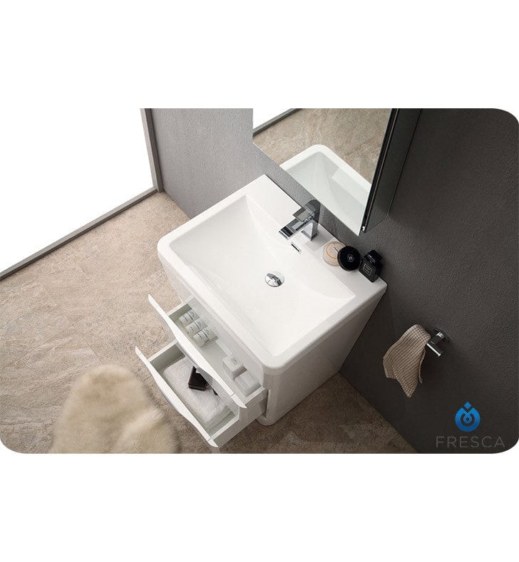 Fresca Milano 26 Glossy White Modern Bathroom Vanity w/ Medicine Cabinet