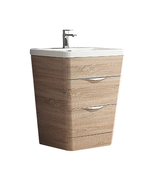 Fresca Milano 26 White Oak Modern Bathroom Cabinet w/ Integrated Sink