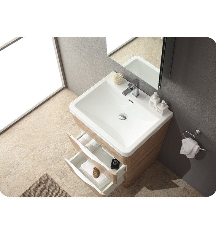 Fresca Milano 26 White Oak Modern Bathroom Vanity w/ Medicine Cabinet