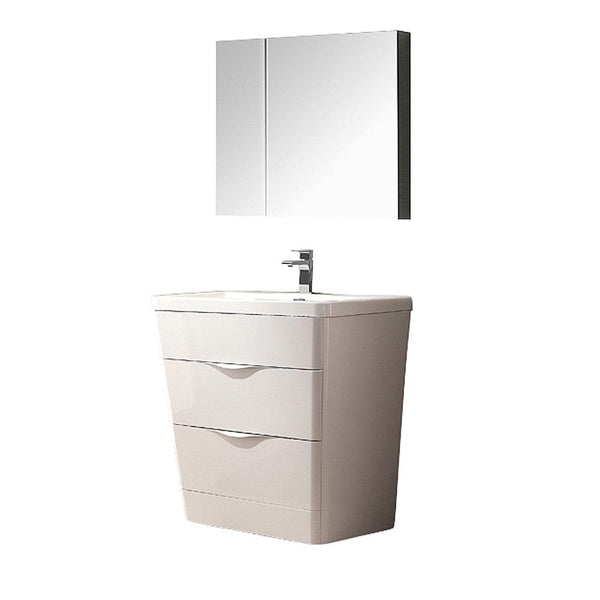Fresca Milano 32 Glossy White Modern Bathroom Vanity w/ Medicine Cabinet