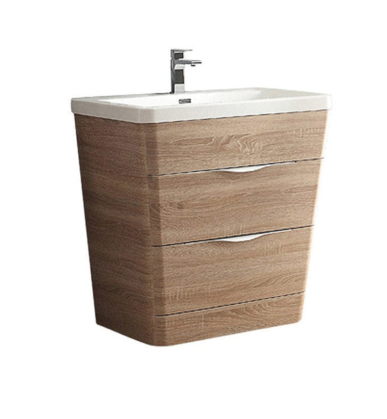Fresca Milano 32 White Oak Modern Bathroom Cabinet w/ Integrated Sink