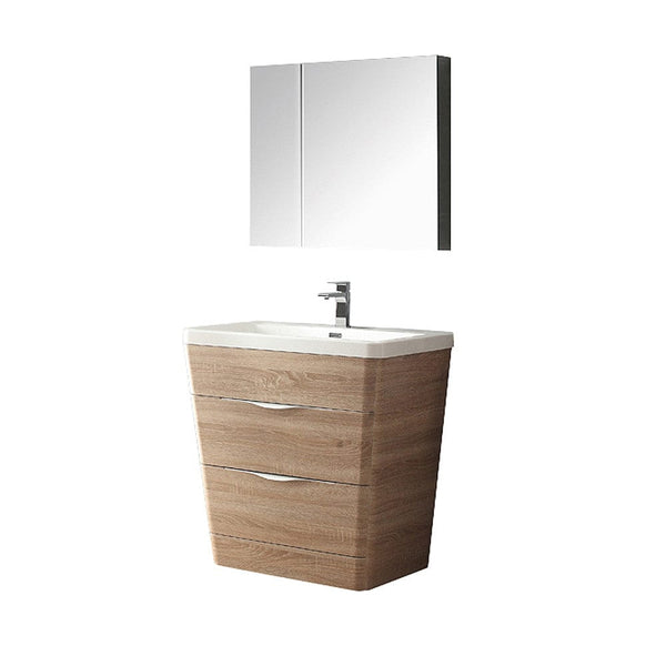 Fresca Milano 32 White Oak Modern Bathroom Vanity w/ Medicine Cabinet