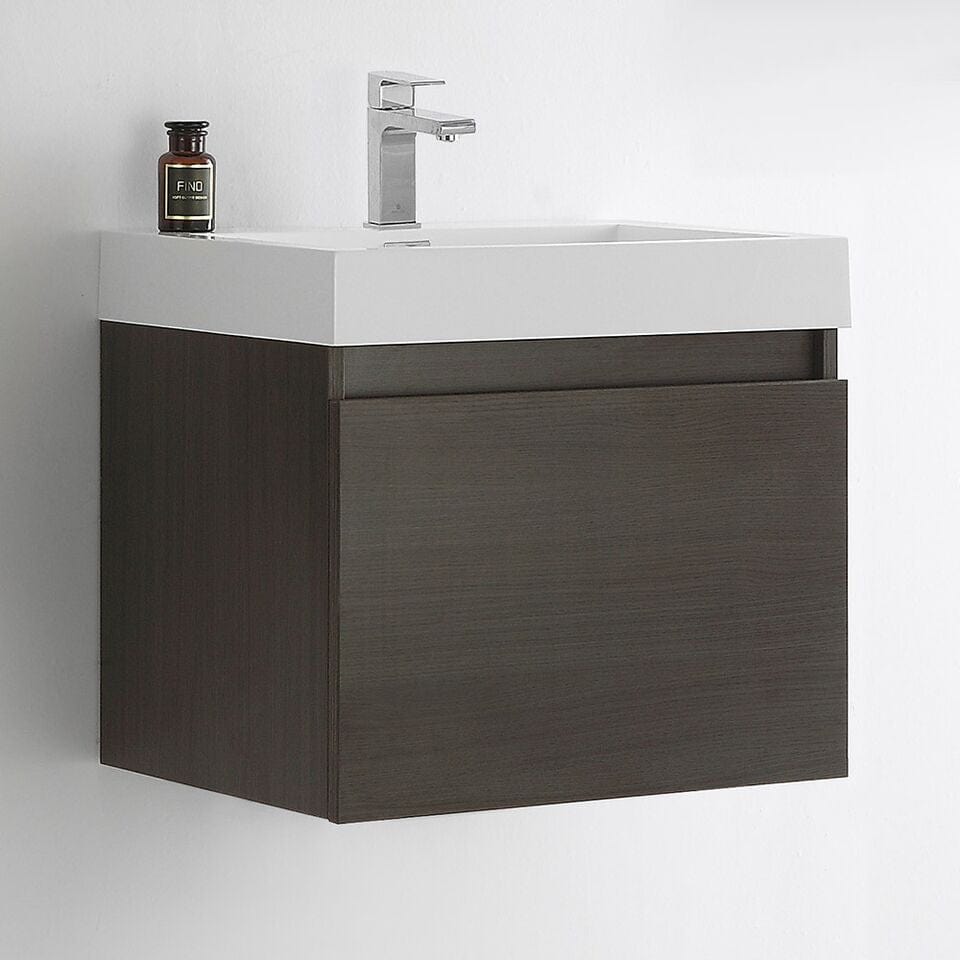 Fresca Nano 24 Gray Oak Modern Bathroom Cabinet w/ Integrated Sink