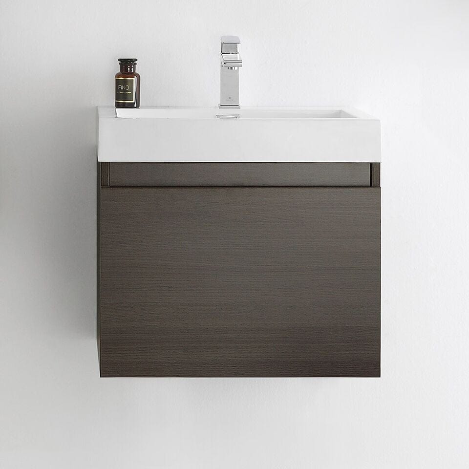 Fresca Nano 24 Gray Oak Modern Bathroom Cabinet w/ Integrated Sink