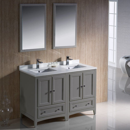 Fresca Oxford 48 Gray Traditional Double Sink Bathroom Vanity
