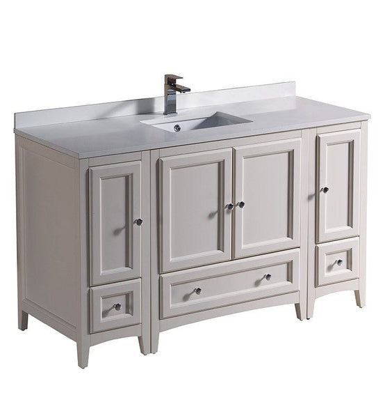 Fresca Oxford 54 Antique White Traditional Bathroom Cabinets w/ Top & Sink