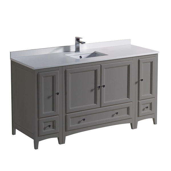 Fresca Oxford 60 Gray Traditional Bathroom Cabinets w/ Top & Sink