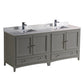 Fresca Oxford 72 Gray Traditional Double Sink Bathroom Cabinets w/ Top & Sinks