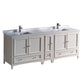 Fresca Oxford 84" Antique White Traditional Double Sink Bathroom Cabinets w/ Top & Sinks
