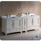 Fresca Oxford 84 Antique White Traditional Double Sink Bathroom Cabinets w/ Top & Sinks