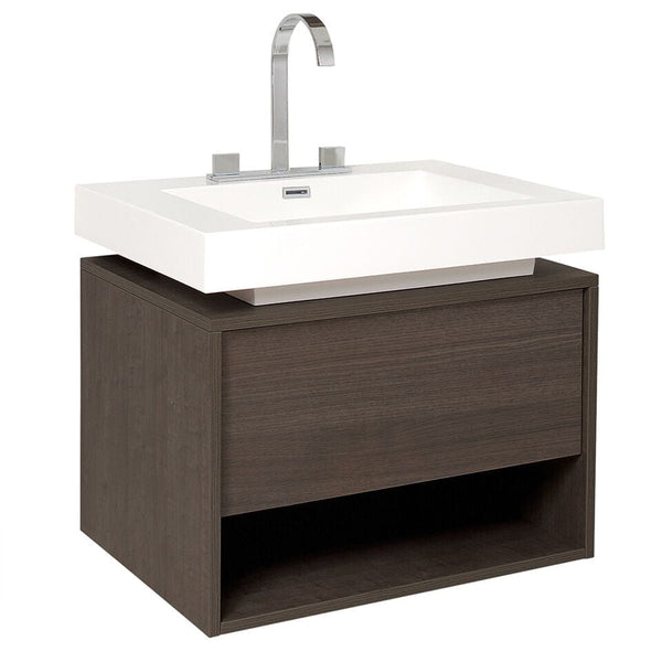 Fresca Potenza 28 Gray Oak Modern Bathroom Cabinet w/ Vessel Sink