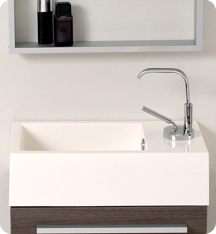 Fresca Pulito Small Gray Oak Modern Bathroom Vanity w/ Tall Mirror
