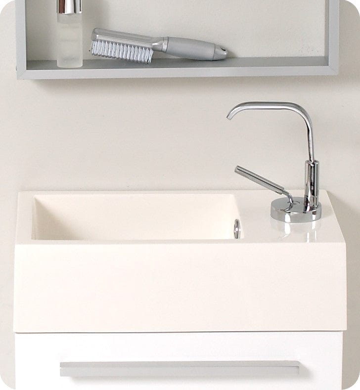 Fresca Pulito Small White Modern Bathroom Vanity w/ Tall Mirror