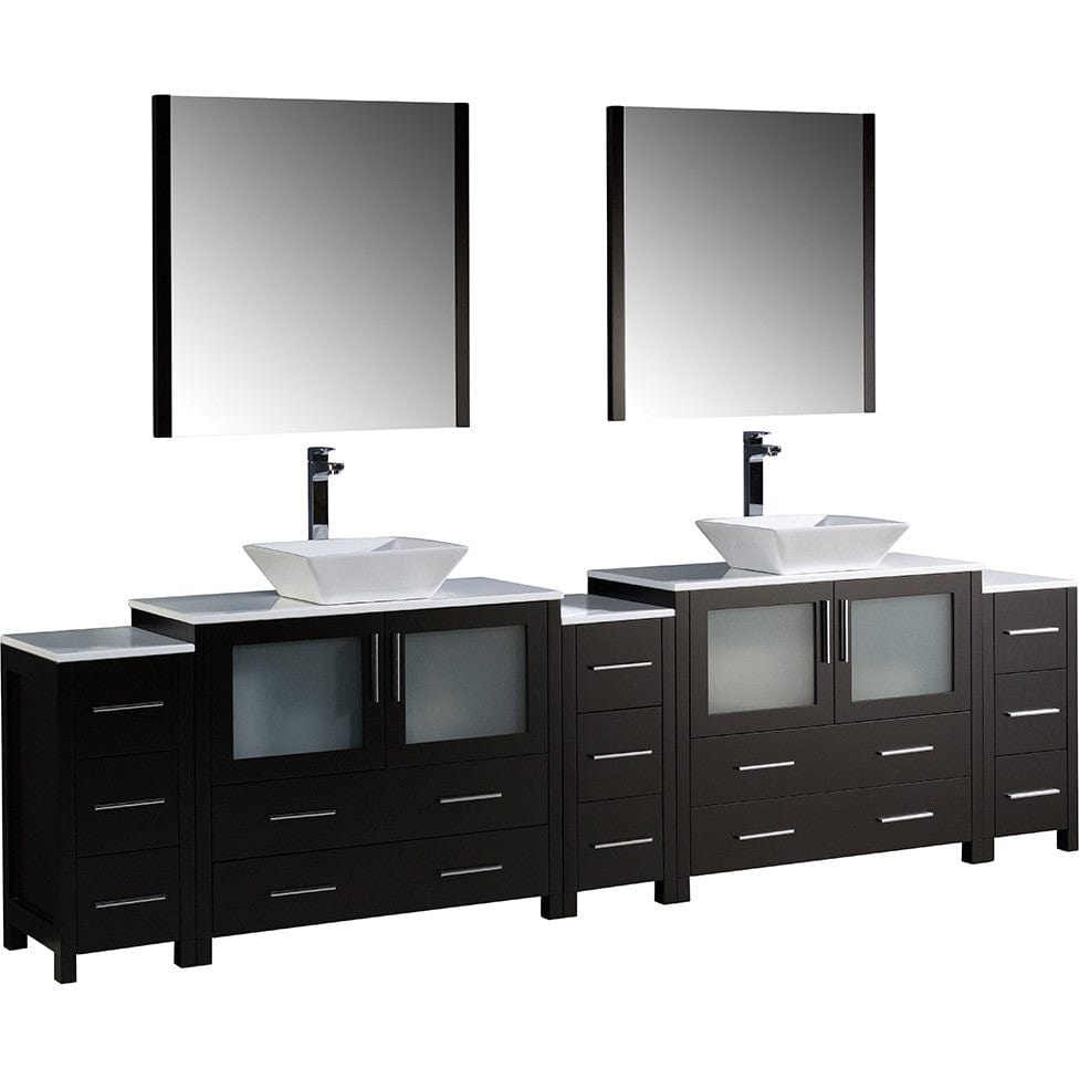 Fresca Torino 72 Gray Modern Double Sink Bathroom Vanity w/ Side Cabinet & Vessel Sinks