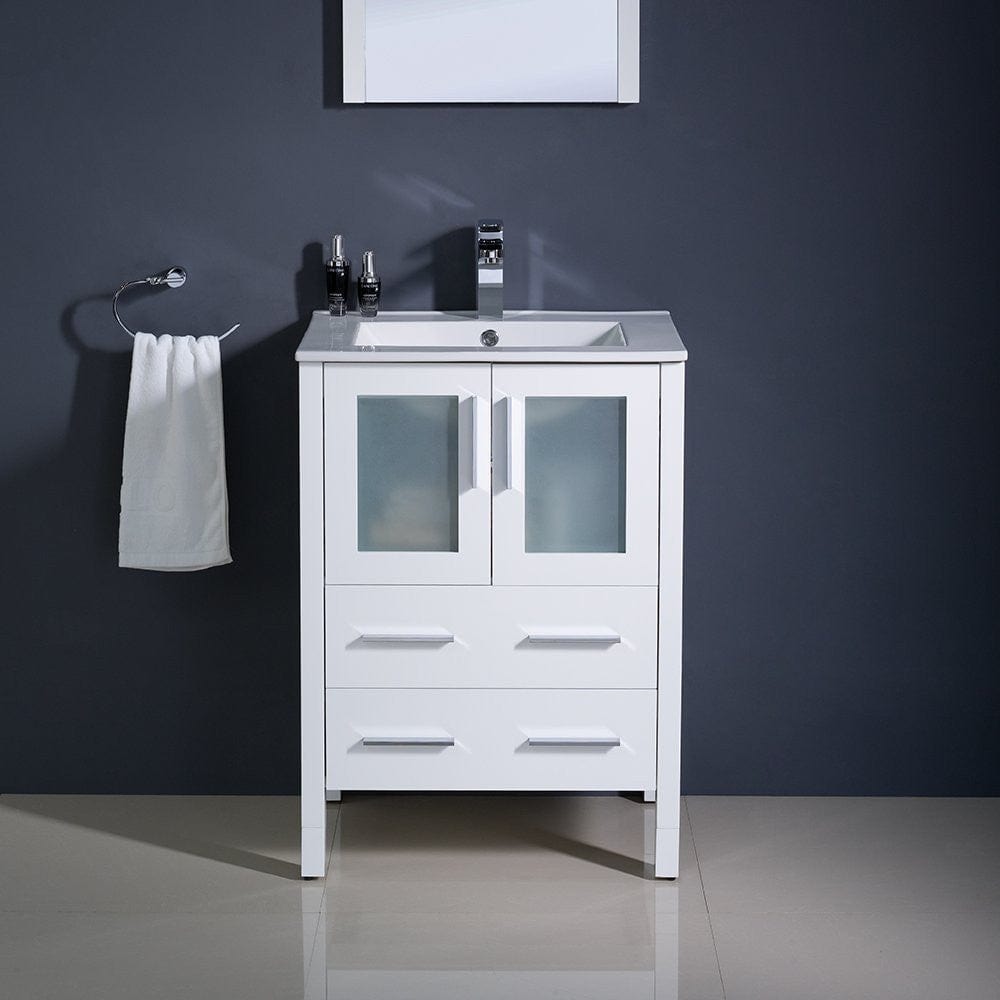 Fresca Torino 24 White Modern Bathroom Vanity w/ Integrated Sink