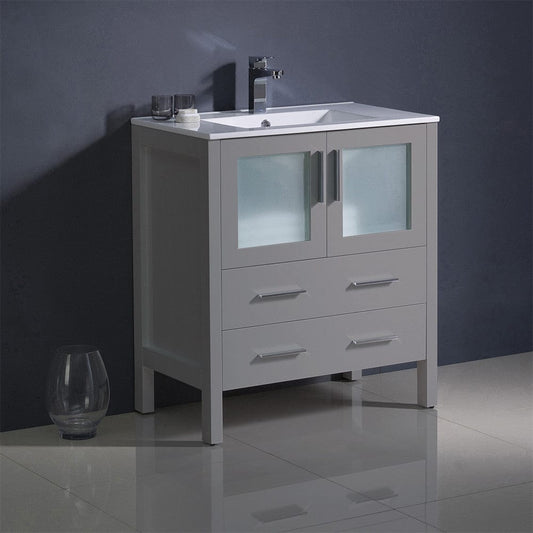 Fresca Torino 30 Gray Modern Bathroom Cabinet w/ Integrated Sink
