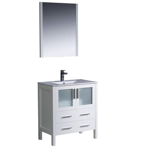 Fresca Torino 30 White Modern Bathroom Vanity w/ Integrated Sink