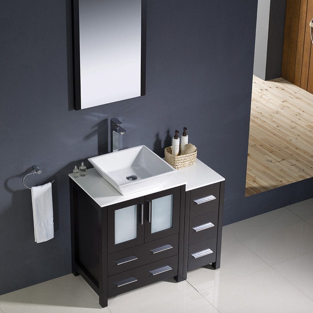 Fresca Torino 36 Espresso Modern Bathroom Vanity w/ Side Cabinet & Vessel Sink