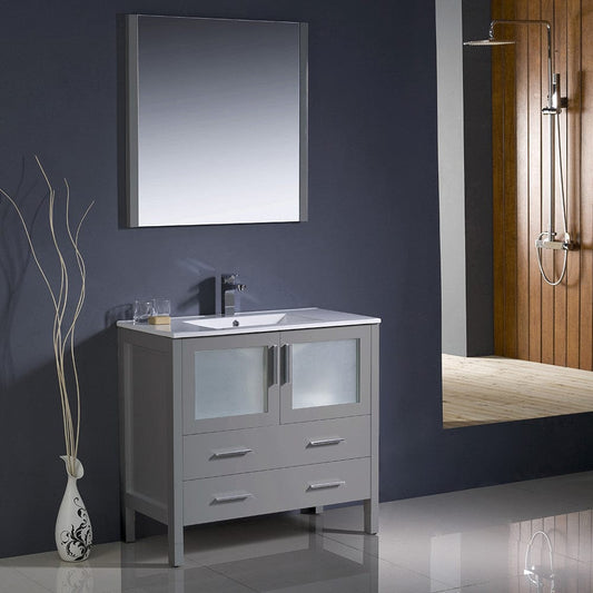 Fresca Torino 36 Gray Modern Bathroom Vanity w/ Integrated Sink