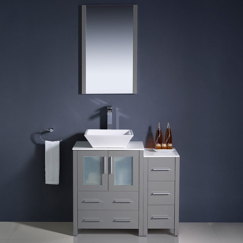 Fresca Torino 36 Gray Modern Bathroom Vanity w/ Side Cabinet & Vessel Sink