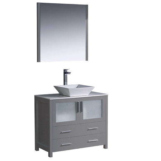 Fresca Torino 36" Gray Modern Bathroom Vanity w/ Vessel Sink