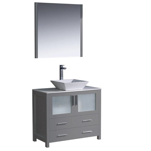 Fresca Torino 36 Gray Modern Bathroom Vanity w/ Vessel Sink