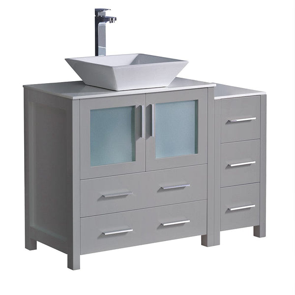 Fresca Torino 42 Gray Modern Bathroom Cabinets w/ Top & Vessel Sink