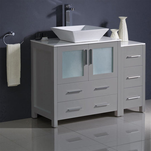 Fresca Torino 42 Gray Modern Bathroom Cabinets w/ Top & Vessel Sink