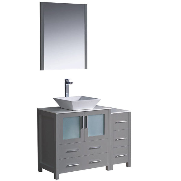 Fresca Torino 42 Gray Modern Bathroom Vanity w/ Side Cabinet & Vessel Sink