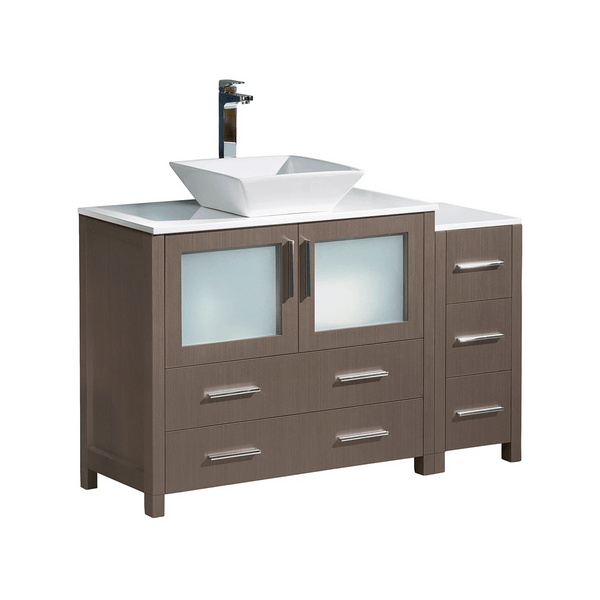 Fresca Torino 47-3/4 Gray Oak Free Standing Vanity with Ceramic Vanity Top, and Single Vessel Sink