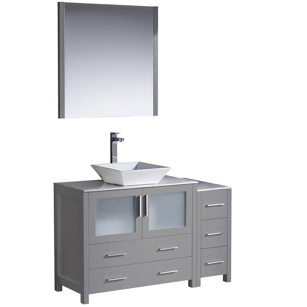 Fresca Torino 48 Gray Modern Bathroom Vanity w/ Side Cabinet & Vessel Sink