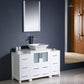 Fresca Torino 48 White Modern Bathroom Vanity w/ 2 Side Cabinets & Vessel Sink