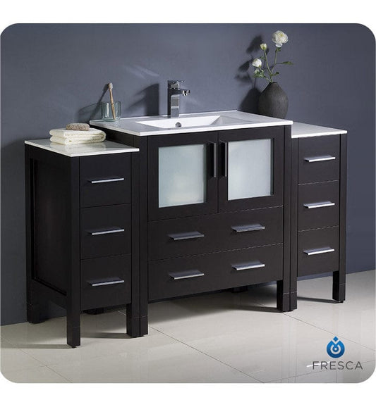 Fresca Torino 54 Espresso Modern Bathroom Cabinets w/ Integrated Sink