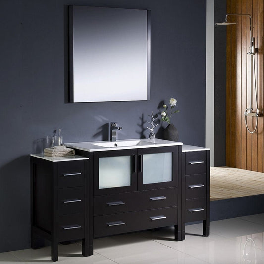 Fresca Torino 60 Espresso Modern Bathroom Vanity w/ 2 Side Cabinets & Integrated Sink