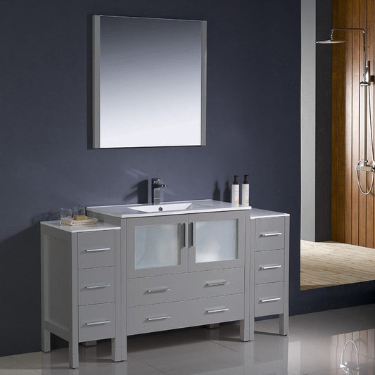 Fresca Torino 60 Gray Modern Bathroom Vanity w/ 2 Side Cabinets & Integrated Sink