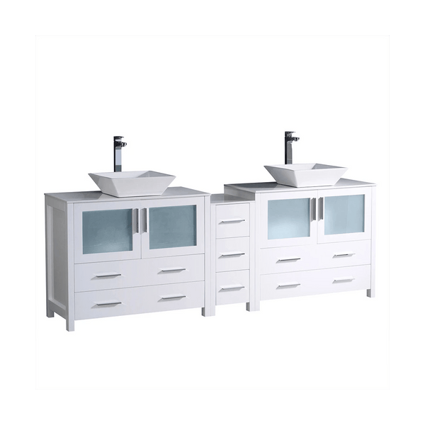 Fresca Torino 83-1/2 Free Standing Vanity Set with Engineered Wood Cabinet, Ceramic Vanity Top, and Dual Vessel Sinks
