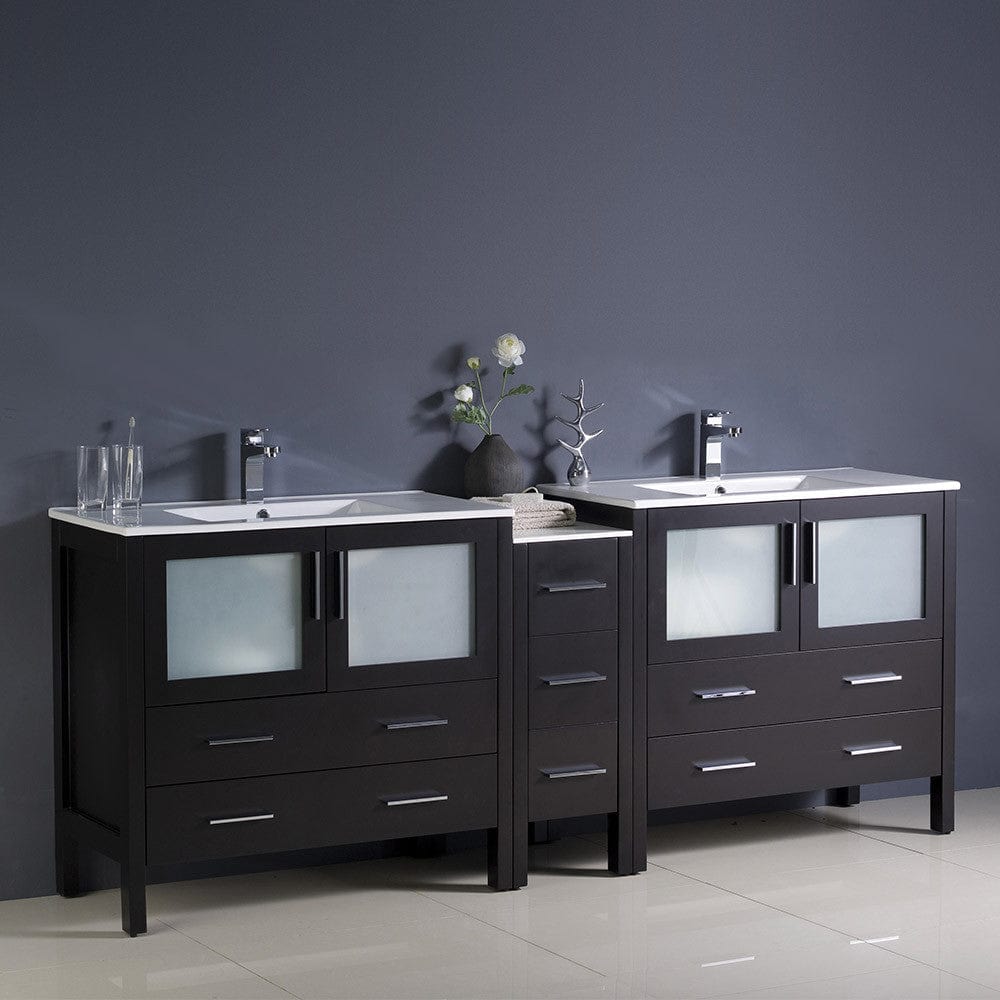Fresca Vanities Fresca Torino 84 Espresso Modern Double Sink Bathroom Cabinets w/ Integrated Sinks
