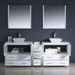 Fresca Torino 84 White Modern Double Sink Bathroom Vanity w/ Side Cabinet & Vessel Sinks