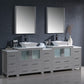 Fresca Torino 96 Gray Modern Double Sink Bathroom Vanity w/ 3 Side Cabinets & Vessel Sinks