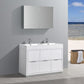 Fresca Valencia 48 Glossy White Free Standing Double Sink Modern Bathroom Vanity Set  w/ Medicine Cabinet
