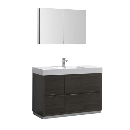 Fresca Valencia 48" Gray Oak Free Standing Modern Bathroom Vanity Set  w/ Medicine Cabinet