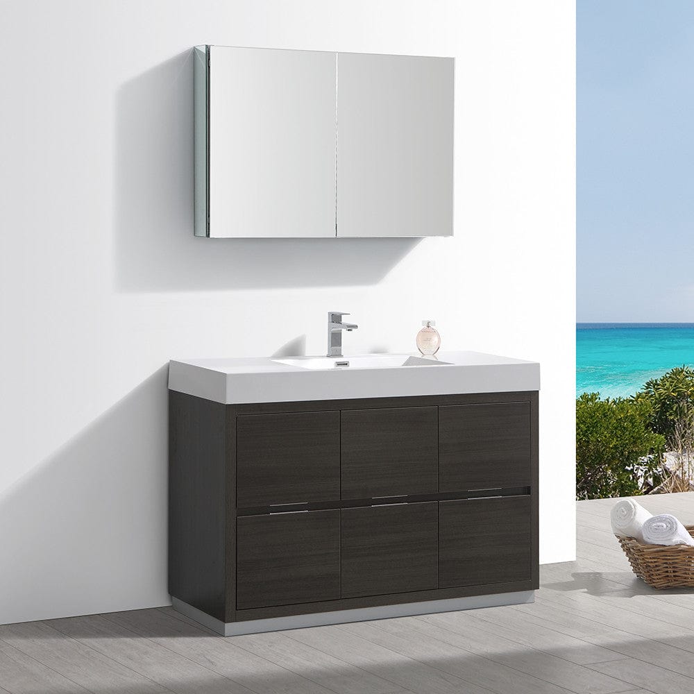 Fresca Valencia 48 Gray Oak Free Standing Modern Bathroom Vanity Set  w/ Medicine Cabinet