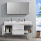 Fresca Valencia 60 Glossy White Wall Hung Double Sink Modern Bathroom Vanity Set  w/ Medicine Cabinet